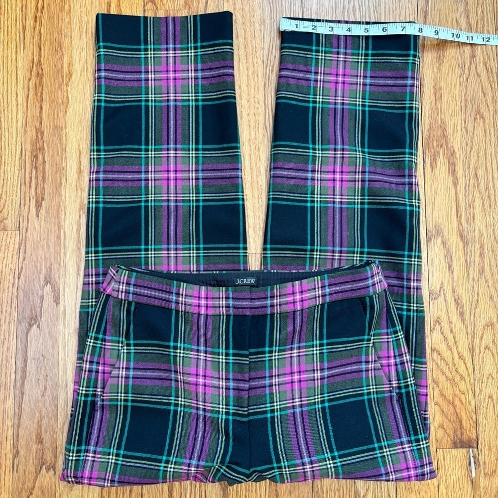 J. Crew Kate Stewart Tartan Pink Green Wool Blend Straight Preppy Academia Pants - Picture 13 of 16